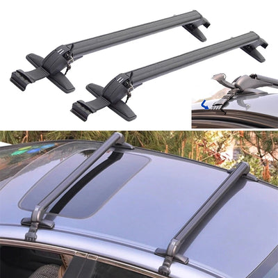Barres de Toit Aluminium Noir Verrouillables 82 à 105 cm