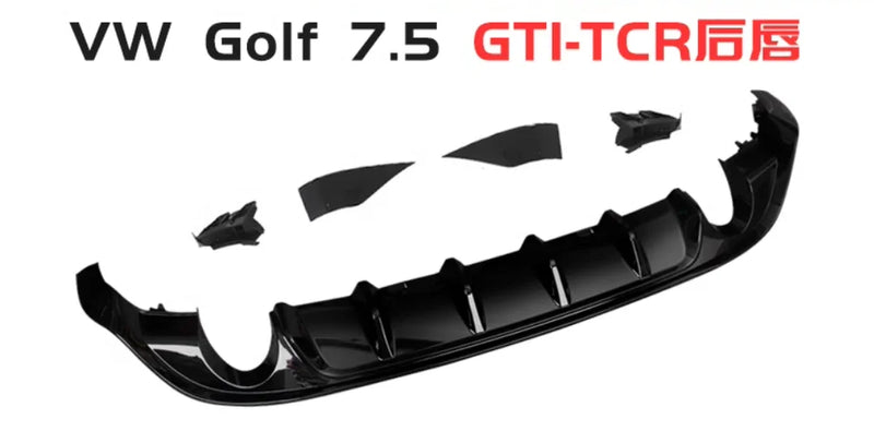 Diffuseur Arrière Complet Volkswagen Golf 7 et 7.5 GTI R Noir Brillant