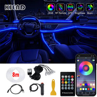 Kit Éclairage d'Ambiance LED RGB Intérieur Voiture Fibre Optique Télécommande