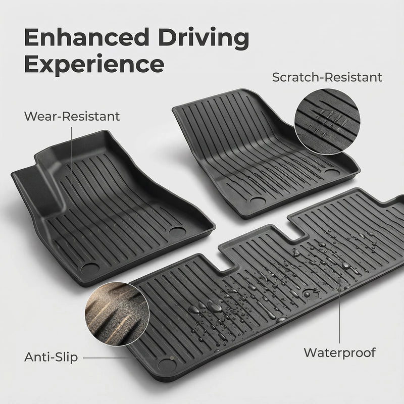 Tapis de Sol Tesla Model 3 Highland 2024-2026 TPE Ensemble 3 à 12 Pièces Simple ou Double Couche