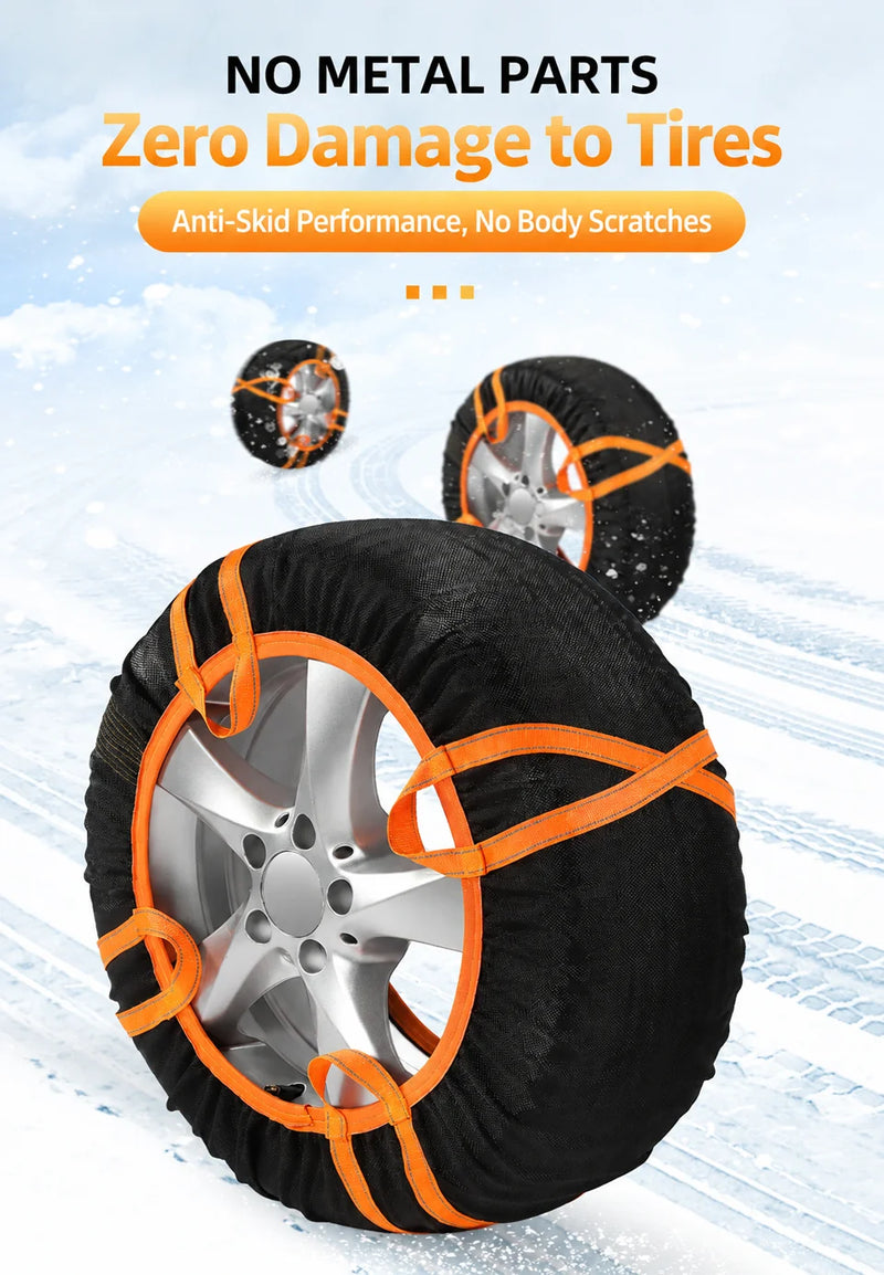 Chaussettes à Neige Voiture Antidérapantes Bandes Réfléchissantes et Boucles de Traction