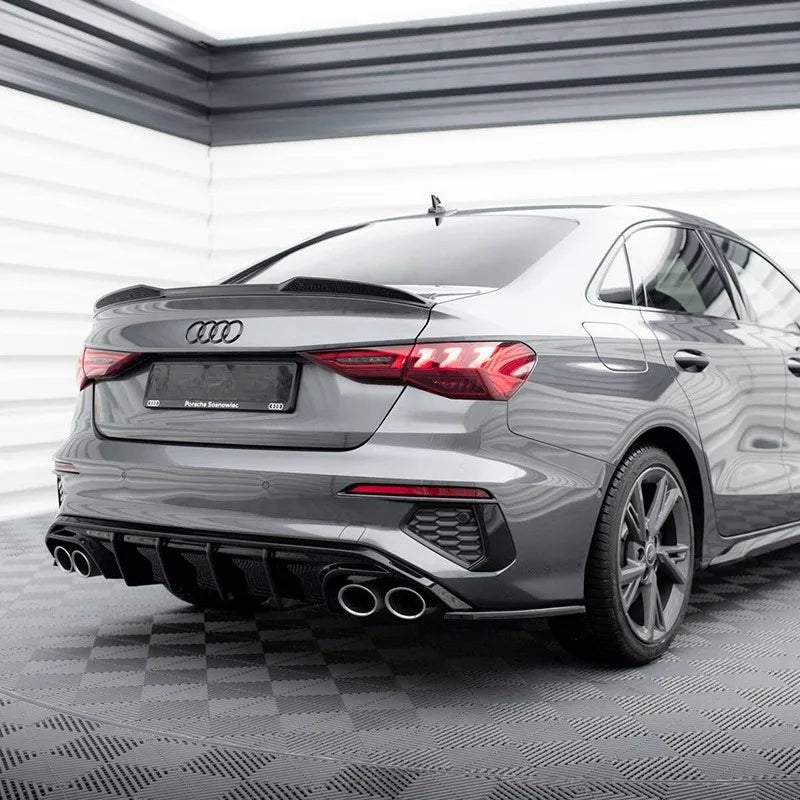 Diffuseur de Pare-Chocs Arrière Style Maxton Audi A3 S-Line 8Y Berline Pré-Restylage 2020-2024 Noir Brillant
