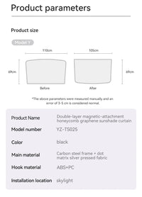 Pare-Soleil de Toit Tesla Model Y Juniper 2025-2026 Graphène Magnétique Nid d'Abeille