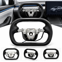 Volant Yoke Chauffant Style Cybertruck Tesla Model Y Juniper 350 mm