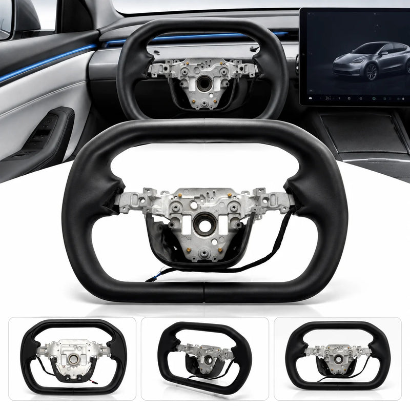 Volant Yoke Chauffant Style Cybertruck Tesla Model Y Juniper 350 mm