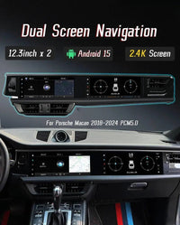 Autoradio Double Écran 12,3 + 12,3 Pouces Porsche Macan 2018-2024 Android CarPlay GPS 4G