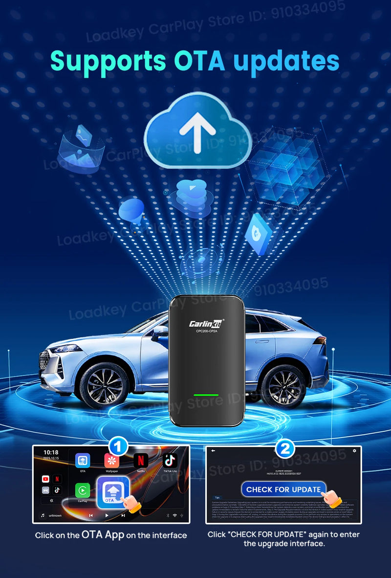 Boîtier CarPlay CarlinKit CP2A Pro Sans Fil Android Auto Wi-Fi 5 GHz