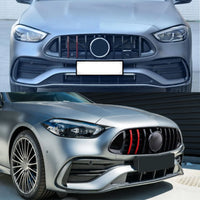 Calandre Panamericana Mercedes Classe C W206 2021-2023 Noir Brillant Barres Rouges Look Carbone