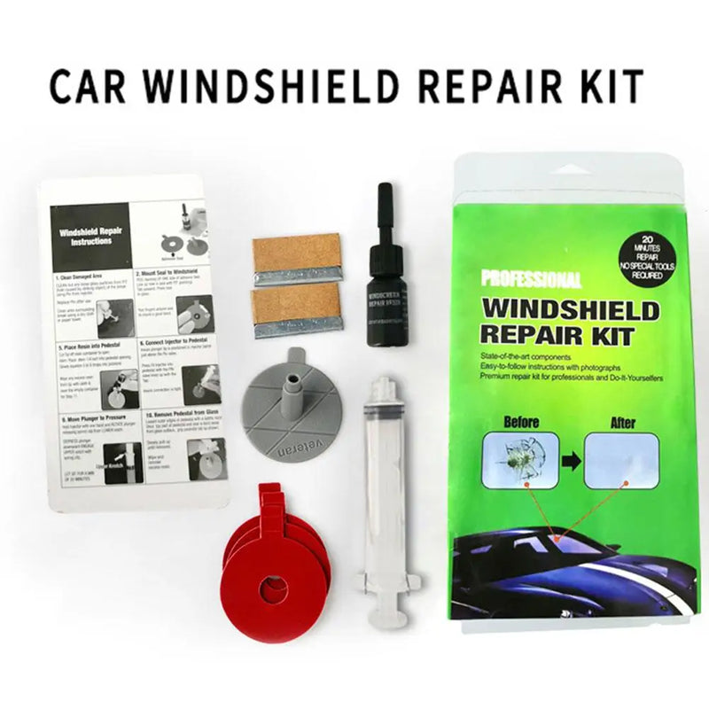 Kit de Réparation Pare-Brise Professionnel avec Seringue Résine Fissures et Impacts en Étoile