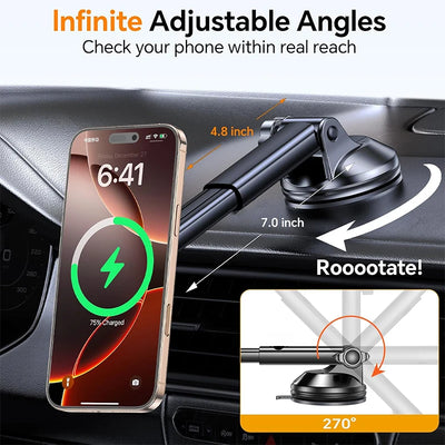 Support Téléphone Magnétique UYUXIO Ventouse Bras Télescopique