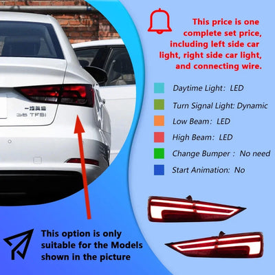 Feux Arrière LED Audi A3 S3 RS3 2013-2019 Scintillants