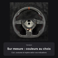 Volant Carbone Volkswagen Golf 5 GTI R32 (1K) 2003-2009 Plat en Bas Cuir Perforé