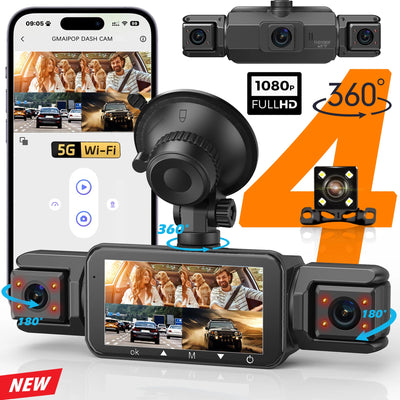 Dashcam 4 Canaux WiFi 1080P Vision Nocturne