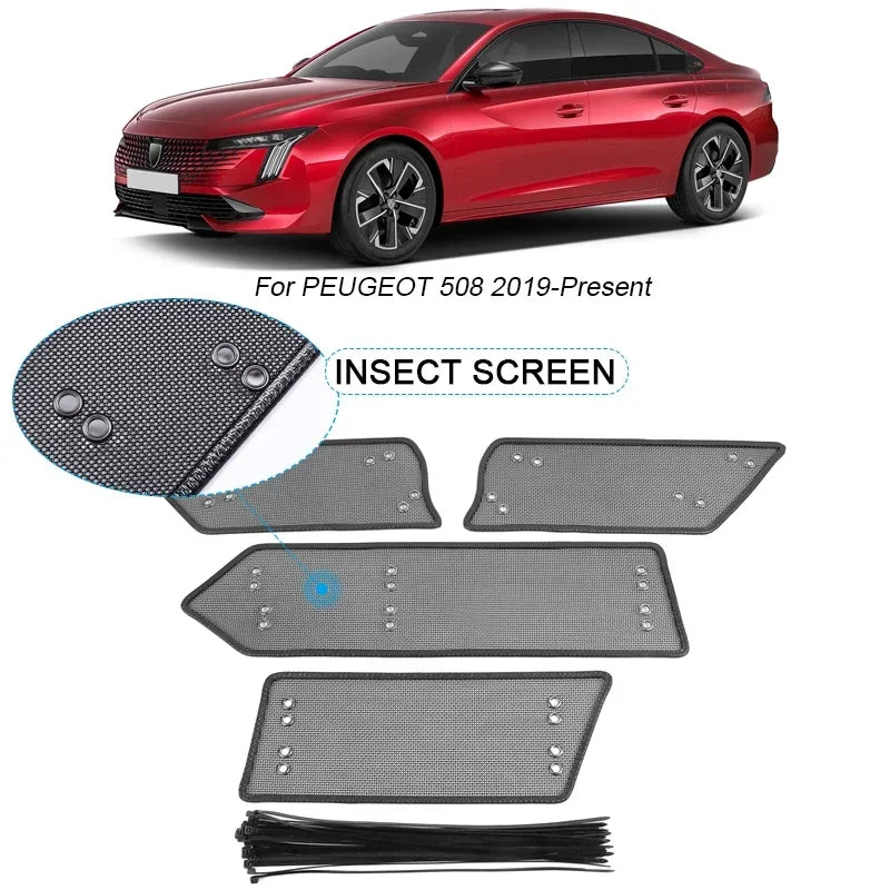 Filet de Calandre Peugeot 508 2019-2025 Anti-Insectes, Grille de Protection en Maille Métal, Style A ou B