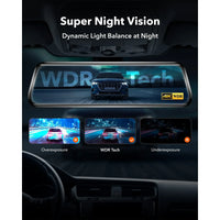 Dashcam Miroir Wolfbox G930 4K avec Écran Tactile, Wi-Fi 5,8 GHz, GPS et Caméra de Recul, Surveillance de Parking
