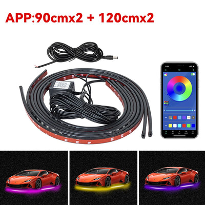 Éclairage d'Ambiance Néon RGB Flexible Sous Châssis Voiture