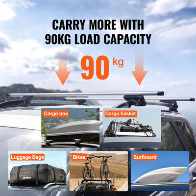 Barres de Toit VEVOR Aluminium Verrouillables Rails Latéraux