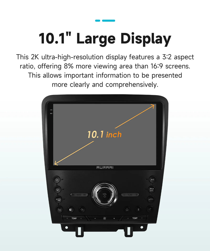Autoradio Android Ford Mustang 2010-2014 Écran 2K CarPlay Sans Fil Caméra ADAS 360 GPS