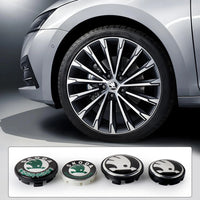 Cache-Moyeux Skoda 55 ou 65 mm Lot de 4 Logo de Roue pour Kodiaq Fabia Kamiq Karoq Octavia A5 A7 Rapid Scala