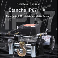 Treuil Électrique 3000 lbs 12V Poulie de Mouflage