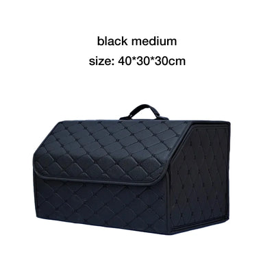 Boîte de Rangement de Coffre Voiture Cuir Matelassé