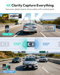 Dashcam Botslab Plus 4K HDR Avant et Arrière avec GPS, Wi-Fi 5 GHz et Capteur SONY STARVIS 2 Vision Nocturne