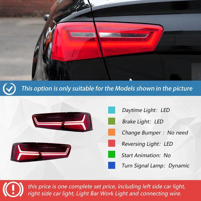 Feux Arrière LED Audi A6 C7 S6 Style Arête de Poisson