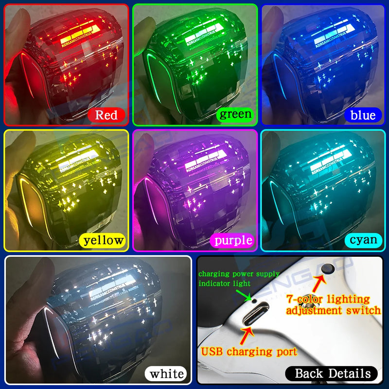 Pommeau de Vitesse Peugeot Cristal LED 7 Couleurs pour Boîte Automatique 206 207 307 308 3008 2008 RCZ