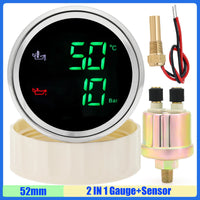 Jauge 52 mm Température et Pression d'Huile LED 2 en 1