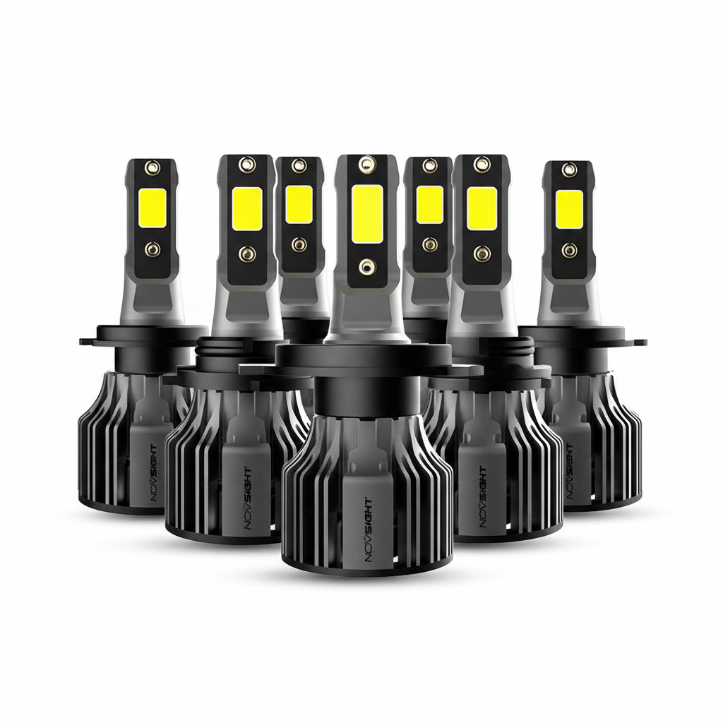 Ampoules LED H1 H4 H7 H8 H9 H11 6000K 72W Canbus kit, fond blanc studio