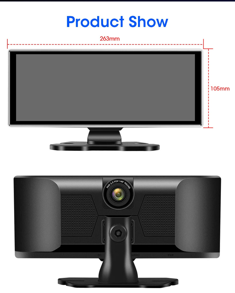 Dashcam 4K Écran CarPlay Sans Fil 11,26 ou 10,26 Pouces Double Caméra