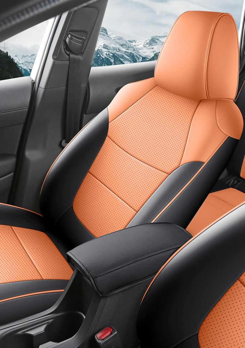 Housses de Siège Cuir Toyota RAV4 2020-2023 Sur Mesure 5 ou 9 Pièces Orange Vert Gris Noir