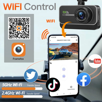 Dashcam G900 4K Avant Arrière Wi-Fi Ventouse