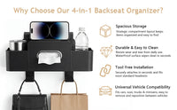 4-in-1-Rücksitz-Organizer fürs Auto mit Taschentuchhalter, Becherhalter und Haken