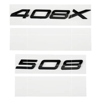 Logo Peugeot 208, 308, 408, 408X, 508 et 508L en ABS 3D, Emblème Lettres de Coffre Noir Brillant, Argent ou Gris