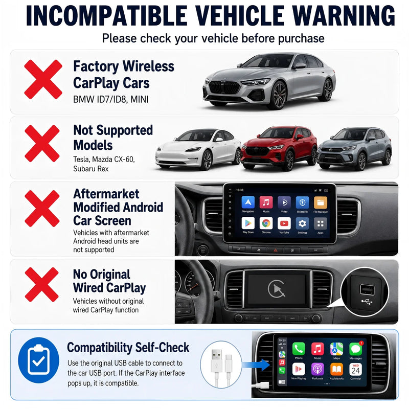 Boîtier CarPlay AI Box Android 14 Sans Fil Plug and Play