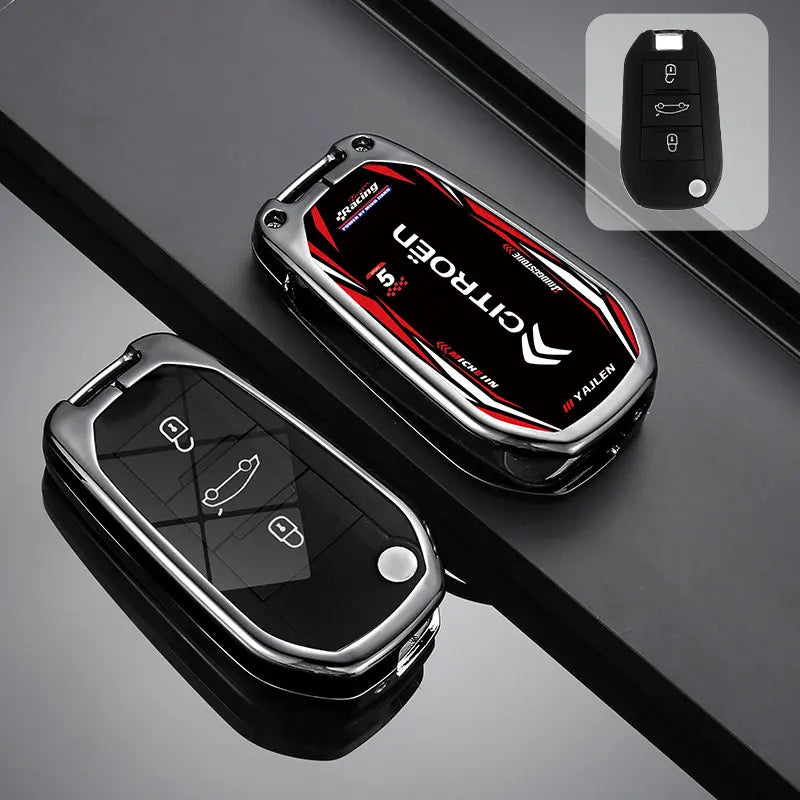 Étui de Protection Clé Citroën C3 C4 C5 Berlingo Picasso Alliage de Zinc Blanc ou Noir