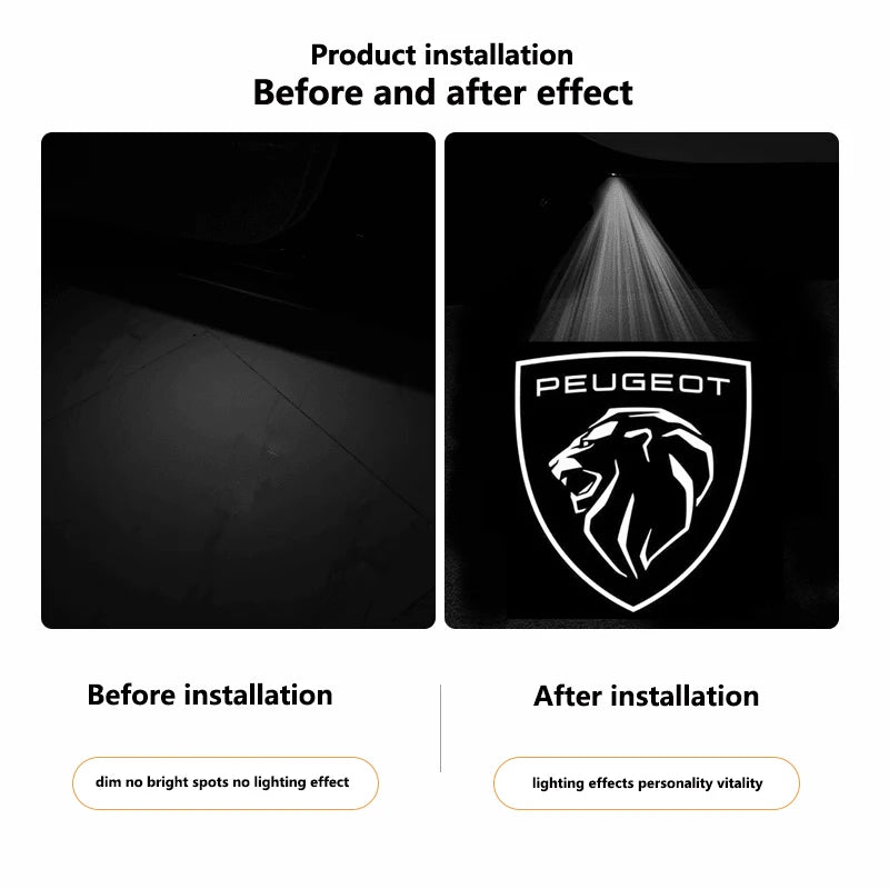 Projecteur Logo Porte Peugeot 208 308 2008 3008 5008 LED HD