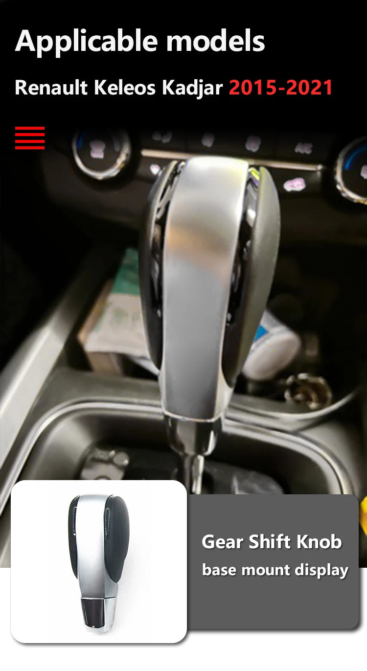 Pommeau de Vitesse Renault Koleos 2, Kadjar, Mégane 4 et Talisman pour Boîte Automatique, Noir et Argent