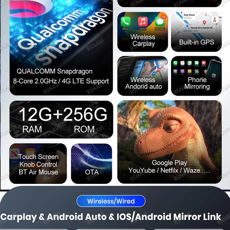 Autoradio Android 15 Ford Everest et Ranger 2015-2018 CarPlay Sans Fil GPS 4G