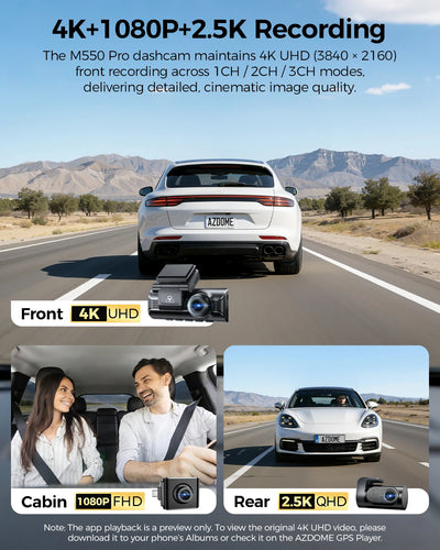 Dashcam AZDOME 4K Vision Nocturne Infrarouge GPS WiFi