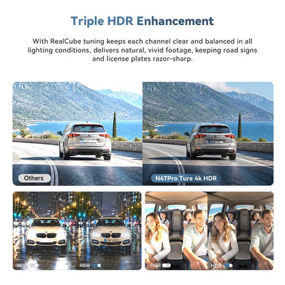 Dashcam DDPAI N4T Pro 3 Canaux 4K HDR