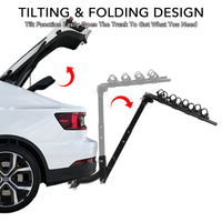 Porte-Vélos sur Attelage Pliable et Inclinable pour 2 ou 4 Vélos avec Stabilisateur Anti-Oscillation en Acier pour SUV et Camping-Car