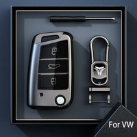 Étui de Protection Clé Pliable Volkswagen Polo Golf 7 Passat Tiguan Beetle Ateca Caddy Gris Titane