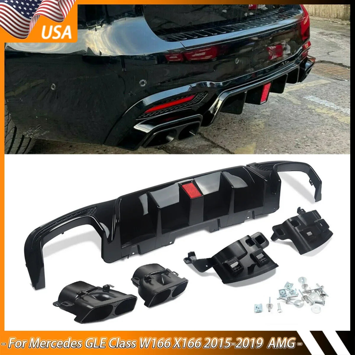 Diffuseur Arrière Mercedes GLE W166 Noir