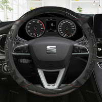 Couvre Volant Seat Leon FR, Ibiza, Arona, Ateca, Tarraco en Cuir Microfibre et Carbone 38 cm
