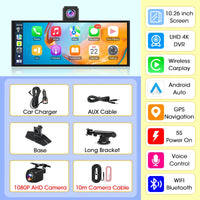 Dashcam 4K CarPlay Écran Rotatif 10,26 Pouces