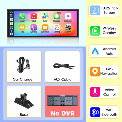 Dashcam 4K CarPlay Écran Rotatif 10,26 Pouces