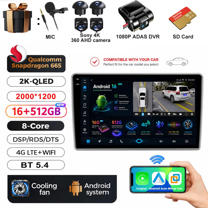 Autoradio Android 15 Ford Everest et Ranger 2015-2018 CarPlay Sans Fil GPS 4G