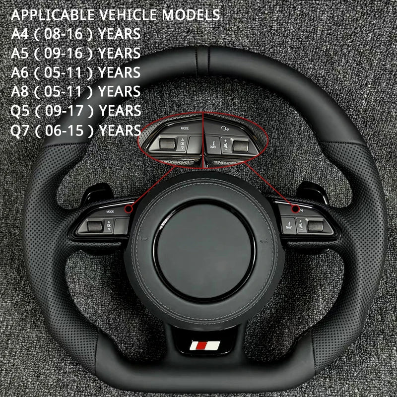 Volant Sport Fond Plat Audi A3 A4 A6 Q5 — gros plan